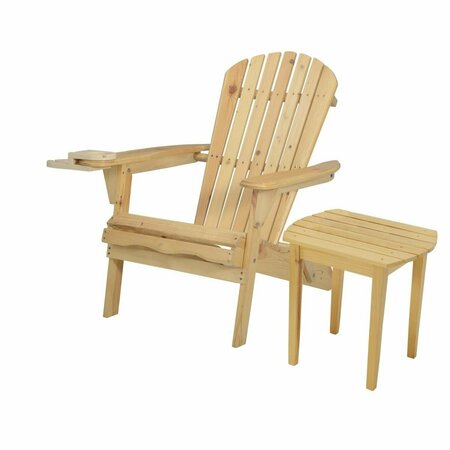 W UNLIMITED 35 x 32 x 28 in. Foldable Chair with Cup Holder & End Table, Natural SW2136NC-CHET